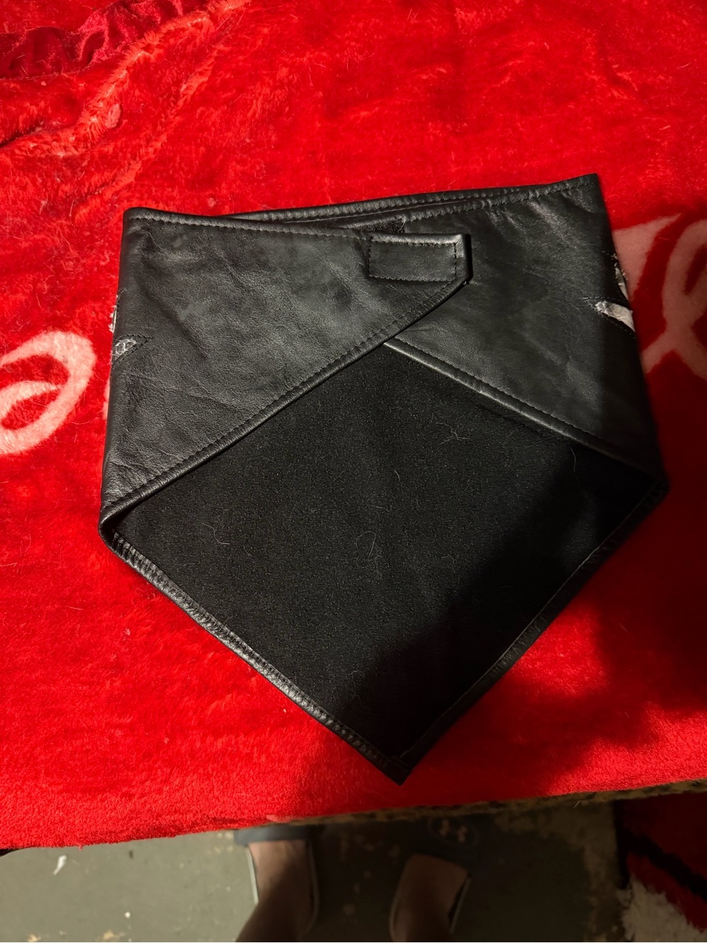 Black Faux Leather Bandana Scarf